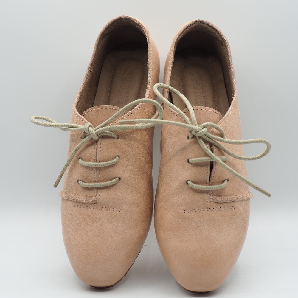 Blush leather loafer flats